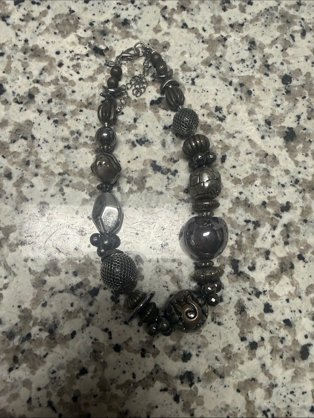 Women's Metallic Smoky Bead Statement Necklace
